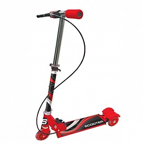 Трехколесный складной самокат с ручным тормозом, красный (Next, KS2704 REDsim)